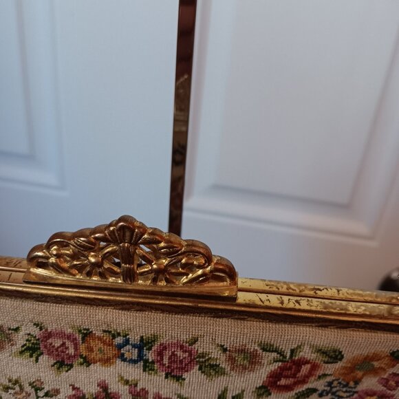 Vintage Tan FLORAL TAPESTRY Purse - Picture 2 of 6